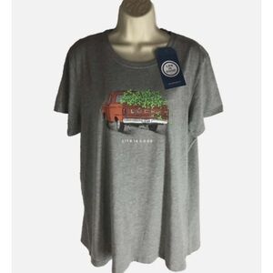 Life Is Good womens tee shirt NEW sz XL Lucky Shamrock Truck Crusher